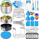 101 Pcs Pressure Cooker Accessories Set Compatible with Instant Pot 6 qt 8 Quart, 2 Steamer Basket, Springform Pan, Stackable Egg Steamer Rack, Egg Bites Mold, Steamer Rack Trivet, Parchment Pape