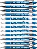 ExpressDesigns™ - Premium Custom Pens with Stylus | Burst of Color | Personalized Soft Touch Metal Printed Name Pens w/Black Ink - Imprinted w/Logo or Message - 12 pcs/pack (Light Blue)