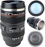 TMANGO Camera Lens Coffee Mug with Clear Lid – Unique Realistic Lens Cup Replica, Gift for Photography Lovers