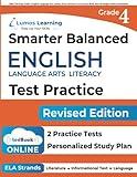 SBAC Test Prep: Grade 4 English Language Arts Literacy (ELA) Common Core Practice Book and Full-length Online Assessments: Smarter Balanced Study Guide (SBAC by Lumos Learning)