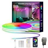 TFZBA Led Strip Lights, RGB 16.4FT Neon Rope Lights for Bedroom App+Remote Control Music Sync Color Changing Outdoor IP67 Waterproof for Bedroom,Living,Gaming,Party Decoration