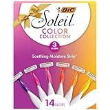 BIC Soleil Smooth Colors Women's Disposable Razors With Vitamin E Lubricating Strip for Enhanced Glide, Great Stocking Stuffer, 14-Count Gift Set