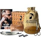 M. A. C.® Beard Kit for Men, Beard Grooming Kit Including Boar Brush, Trimming Scissor Beard Comb and Straight Edge Safety Razor & Blades-Ideal Beard Care Kit with Wooden Gift Box