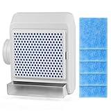 Houseluxe Indoor Dryer Vent, Stainless Steel Screen Filter, Polyester Filter and Water Drawer Syste, Dryer Vent Box with 5 Pieces Polyester Filters, Vent Hose Filter for Clothes Dryers,Grey