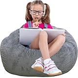 Classic Bean Bag Chair, with Faux Rabbit Fur Cover for Teens and Kids, Memory Foam Bean Bag Chairs, Ultra Soft Faux Fur Fabric, 2.5 feet Round Fluffy Bean Bag Sofa