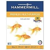 Hammermill 106310 Premium Multipurpose Paper, 20-lb, 8-1/2 x 11, White, 5000/Carton