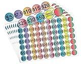 1 inch Yard Garage Sale Price Stickers Pre-Priced Pricing Labels - Bright Gradient Colored Flea Market Dollar Priced Stickers for Yard Retail Business Supplies 700 Pcs