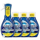 Dawn Powerwash Spray, Dish Soap, Dishwashing Liquid, Cleaning Supplies, Lemon, 1 Starter Kit + 3 Refills, 64 Fl Oz