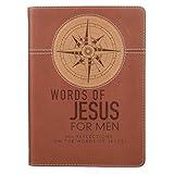 Words of Jesus for Men Daily Devotional Brown Vegan Leather