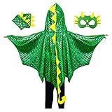 IROLEHOME Dragon-Wings-Costume for Kids Toddler Boys Dress-Up Clothes, Dinosaur-Cape and Mask Gloves as Girls Dino Party Gift