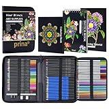 PRINA 81 Drawing Set Sketching Kit, Pro Sketch Stuff Art Supplies with Rainbow, Colored, Graphite, Watercolor, Metallic, Charcoal Pencils, Sketchbook, Coloring Book, Gift Case for Artists Adults Kids