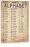 ALREAR Vintage Military Decor Phonetic Alphabet Poster Pilot Gifts for Aviation Lovers Airplane Wall Poster Art Army Office Decor Man Cave Boys Room Metal Signs 12x8 Inches