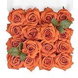 TINGE TIME Artificial Flowers Combo Box Set 16PCS Fake Rose Silk Flower with Stem for DIY Wedding Bouquets Centerpieces Baby Shower Party Home Fall Decoration (Orange)