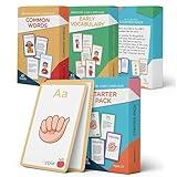 Hubble Bubble Kids American Sign Language Cards for Toddlers and Beginners - 180 ASL Flash Cards for Babies - Flash Cards Baby, ABC Flash Cards for Deaf Children Include Starter, Vocab, Sight Words