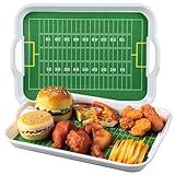 Yungyan 2 Pcs Plastic Football Serving Trays with Handles 15 x 11 x 1.89 Inch Football Stadium Serving Platter with Handles Football Trays for Food Game Day Fun Serving Platter for Home Tailgate Party