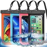 4 Pack Multicolor Universal Waterproof Phone Pouch, Large Phone Waterproof Case Dry Bag (Protection Level: IP68) Outdoor Sports for Apple iPhone,Samsung,and up to 7.5" (Black,Blue,Pink,Orange)