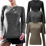 3 Pieces Womens Clothes - Long Sleeve Shirts Fall Winter Tops, Pullover Sweaters for Women Fall Winter Outfit Coffee