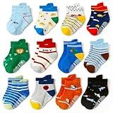 HYCLES Toddler Boy Girl Socks, Non-Slip Cartoon Animal Ankle Baby Socks for Kids 1-3T Sticky Sock