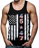 RAISEVERN Mens American Flag Tank Top Sleeveless Patriotic USA Star Striped Tee Shirts Muscle Workout Gym Tops Summer Holiday Beach Rave Graphic Running T-Shirt Blue and White