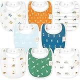 8-Pack Organic Baby Bibs for Boys, Girls - Soft Cotton Drooling and Teething Baby Bibs, Baby Girl Bibs, Baby Boy Bibs, Baby Drool Bibs for Baby Girl, Boy, Newborn Infant Bibs (Builders)