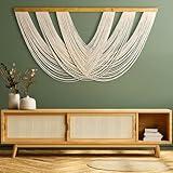 Knots & Beyond Extra Large Macrame Wall Hanging 59" x 33" – Premium Boho Tapestry for Above Bed or Couch, Handmade Yarn Wall Art, Modern Boho Wall Decor for Office, Bedroom, or Living Room, Neutral Fiber Textile Accent