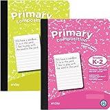 Enday Primary Composition Notebook K-2, Primary Ruled Composition Book, Primary Composition Notebook for Kids, 100 Sheets kindergarten Notebook, Pink and Yellow (2 Pack)