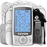 AUVON Dual Channel TENS Unit Muscle Stimulator (Family Pack), 20 Modes Rechargeable TENS Machine with Huge Pack of 24 Pcs Reusable TENS Unit Electrode Pads (2"x2" 16pcs, 2"x4" 8pcs)