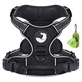 Joytale No Pull Dog Harness Medium Sized Dog, Reflective Pet Vest with Front Clip, Adjustable Soft Padded Harnesses with Easy Control Handle for Training and Walking, Black, M