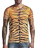 Funny World Tiger Print Shirt Men Animal Costumes for Adults, X-Large, Orange