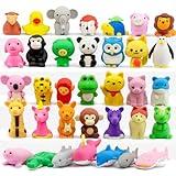 GOMIMEOR 35 Pcs Animal Erasers for Kids, Cute Pencil Erasers, Mini Puzzle Erasers for School Supplies Desk Pets Classroom Prizes Party Favors