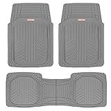 Motor Trend FlexToughXL Floor Mats for Cars Full Set, All-Weather Rubber Automotive Floor Mats, Waterproof Heavy Duty Car Mats, Flexible Floor Liners for Car Truck Van SUV, Car Floor Mats (Gray)