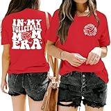 QAUN Volleyball Shirt Women: Volleyball Mom Tshirt in My Volleyball Mom Era T Shirt Short Sleeve Top(Red, Small)