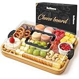 Charcuterie Board Cheese Board with Lid and Handle, Portable Bamboo Snackle Box, Build-a-Board Cutting Board with Compartments for Charcuterie Snacks Parties,Travel,Picnics, Ideal Gift (Black)