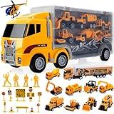 ALOTJOY Toys for Boys,13 Pcs Engineering Die-cast Construction Car Toddler Toys for 3 Year Old Boys Vehicles Gifts Kids Toys for Age 3 4 5 6 7 Year Old Boys