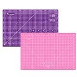 Headley Tools 18"x12" Thickened Self Healing Cutting Mat, A3 Rotary Cutting Sewing Mat for Crafts, Double Sided 5-Ply Table Cutting Board for Fabric Quilting Art Hobby Project, Pink/Purple