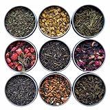 Heavenly Tea Leaves 9 Flavor Variety Pack, Loose Leaf Tea Sampler Gift Set (Approx. 90 Cups of Tea) - High to No Caffeine, Great Hot or Iced, Assortment of Green, Herbal, Black, & White Teas