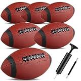 Jerify 6 Pcs Size 7 Composite Leather Footballs Official Size Football Bulk Inflatable Foot Ball with Pump Indoor Outdoor Regulation Highschool College for Training Recreational Play