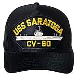 Artisan Owl United States Navy USS Saratoga CV-60 Supercarrier Ship Emblem Patch Hat – Adjustable Baseball Cap (Navy Blue)