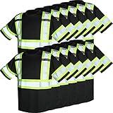 Sintuff 12 Pcs High Visibility Reflective Safety Shirt Short T Shirt Construction Work Breathable Shirt Bulk for Men Women (Black,Large)