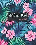 Address Book: large print address books with alphabet index. large print address book with alphabet tabs. More than 350 Entry Spaces! Tropical leaves cover .large ize