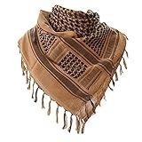 Aonal Military Shemagh Tactical Desert Scarf, 100% Cotton Keffiyeh Neck Head Scarf Wrap for Men Women,A-tan