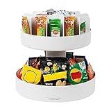 Mind Reader 2-Tier Snack Carousel, Countertop Organizer, Snack Tray, Breakroom, Kitchen, 14.25"L x 14.25"W x 14"H, White