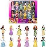 Mattel Disney Princess Toys, Ultimate Princess Pack with 12 Small Dolls, Posable with Sparkling Clothing Inspired by Disney Movies