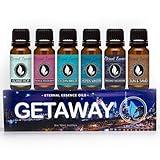 Get Away Gift Set of 6 Premium Grade Fragrance Oils - Island Hop, Ocean Breeze, Tropical Passion Fruit, Aspen Winter, Instant Vacation, Sun & Sand - 10Ml - Scented Oils