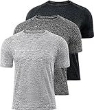 Men's Quick Dry Fit Athletic Short Sleeve Workout Gym Running T-Shirts Active Tee for Men Activewear Sport Fitness Tops Moisture Wicking Sleeveless Shirts Crewneck Neck Black/Dark Gray/Light Gray M