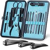 Utopia Care Manicure Kit Nail Clippers for Men and Women, 15 Piece Professional Stainless Steel Manicure Set with Nail Kit, Pedicure Kit and Nail Care Grooming Kit with Luxurious Travel Case - Black