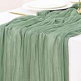 Socomi Sage Green Cheesecloth Table Runner Summer Boho Rustic Farmhouse Gauze 120 inch 10FT Cheese Cloth Runner for Wedding Party Baby Shower Birthday Home Decor Holiday Decorations