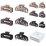 12 Pack Hair Claw Clips include 4.1 inch Large Clip and 2 inch Small Clip for Thick Thin Hair, Strong Hold jaw clip Big Non-slip Matte Hair Clips for Women,Neutral Colors…