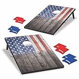 Wild Sports 2’x3’ Cornhole Outdoor Game Set, USA Flag MDF Wood with all-weather bean bags included – perfect for Backyard, Beach, Park, and Tailgates