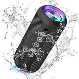 Ortizan Portable Bluetooth Speaker: IPX7 Waterproof, 24W Loud Sound, Deep Bass, Bluetooth 5.3, LED Lights, Wireless Stereo Pairing, 30H Playtime, for Home/Outdoor/Party/Beach, Birthday Gift (Black)